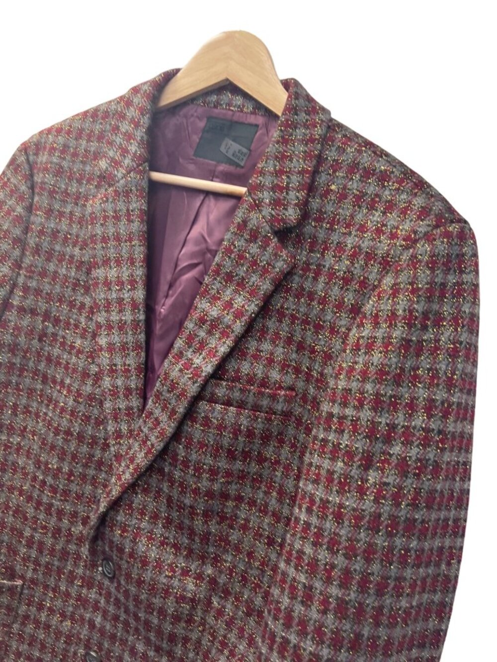 Asos NWOT Burgandy Red Brown and Gold 2 Button Blazer
